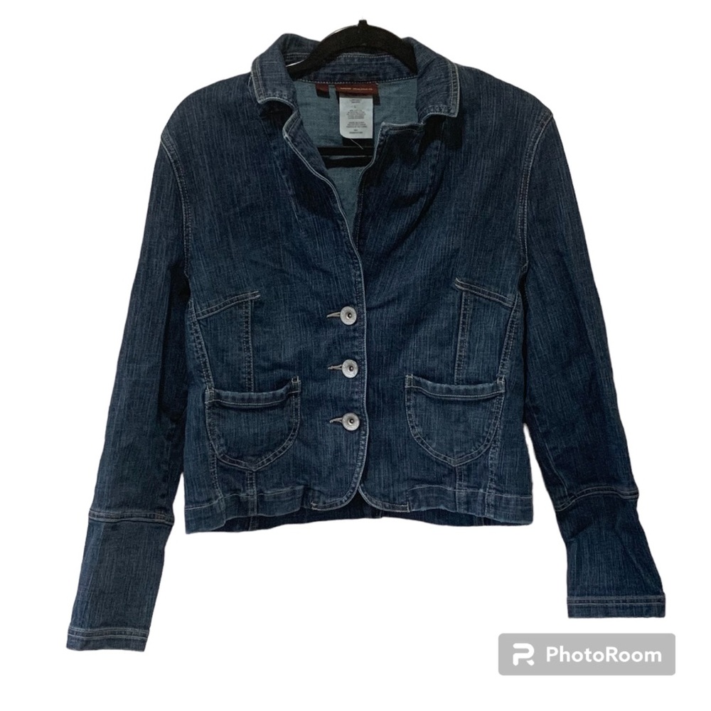 Women’s Lee One True Fit 3 abutting Dark Denim Jean Jacket Sz Large